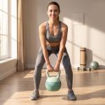 Kettlebell de 10 kg Pesa Russa Preenchida de Areia Metálica e Alça Antiderrapante para Treino em Casa Ginásio 21x21x30 cm Verde