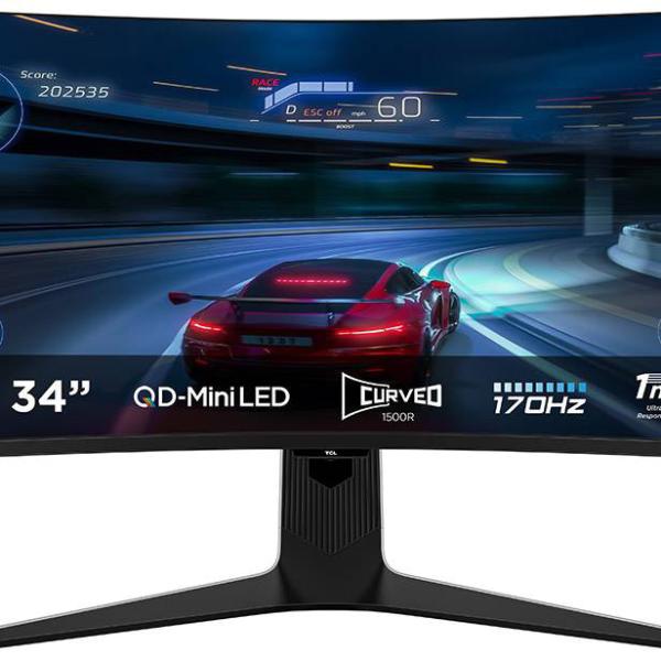 Monitor Curvo Professional 34R83Q VA QD - Mini LED 34 WQHD 21:9 180Hz VESA Adaptive Sync - TCL