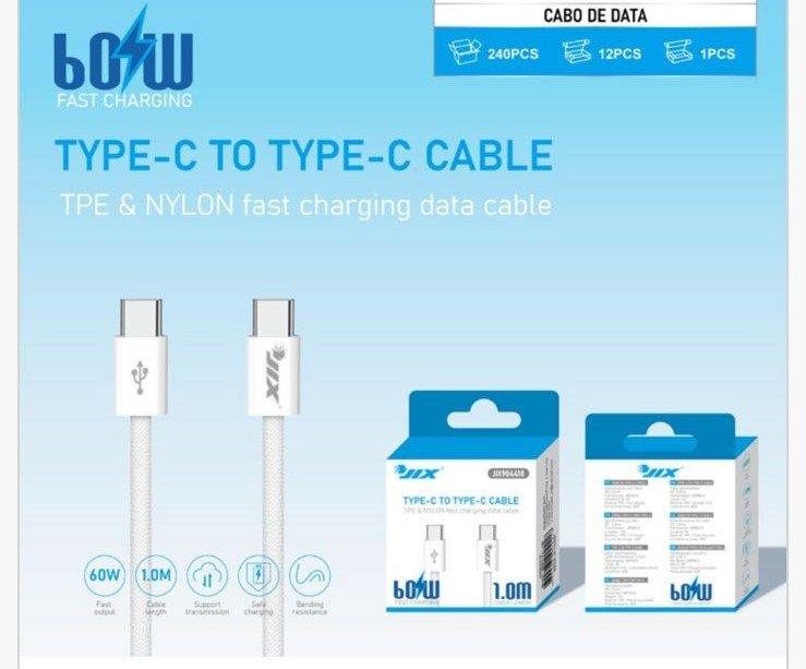 Cabo de Dados Type-C para Type-C 1M – Nylon – PD 60W