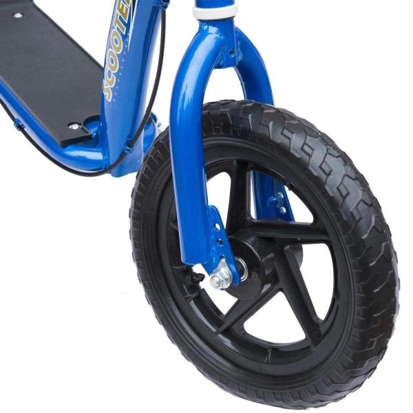 Trotinete para Crianças acima de 5 anos Scooter de 2 Rodas Grandes de 12 Polegadas com Freio e Guidão Ajustável em Altura Carga Máx. 50kg 120x52x80 - 88cm Azul