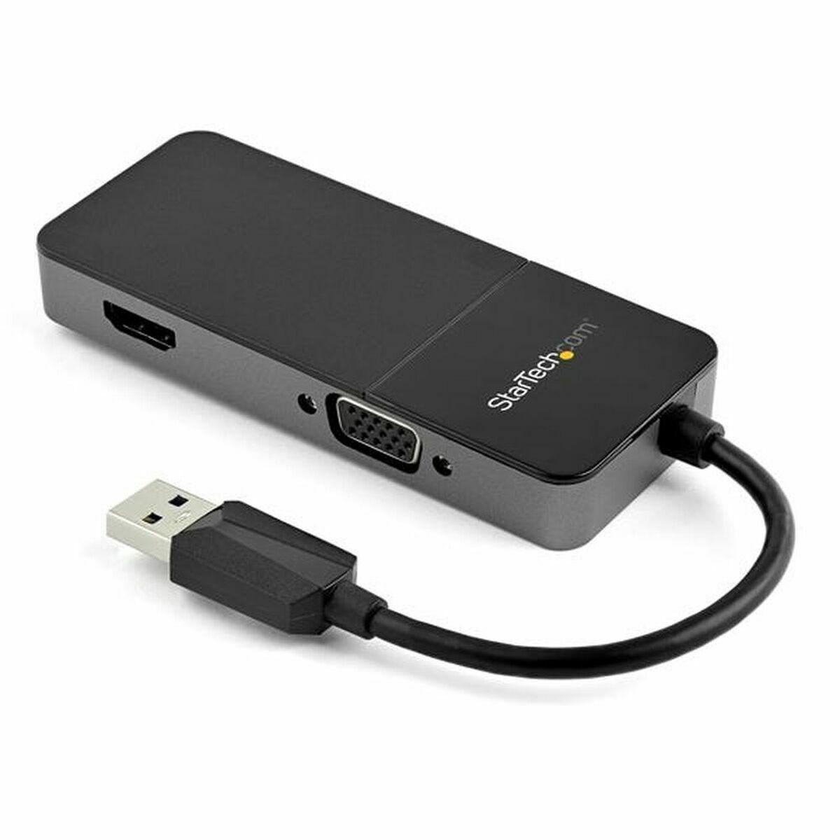 Adaptador USB para VGA/HDMI Startech USB32HDVGA Preto 4K Ultra HD