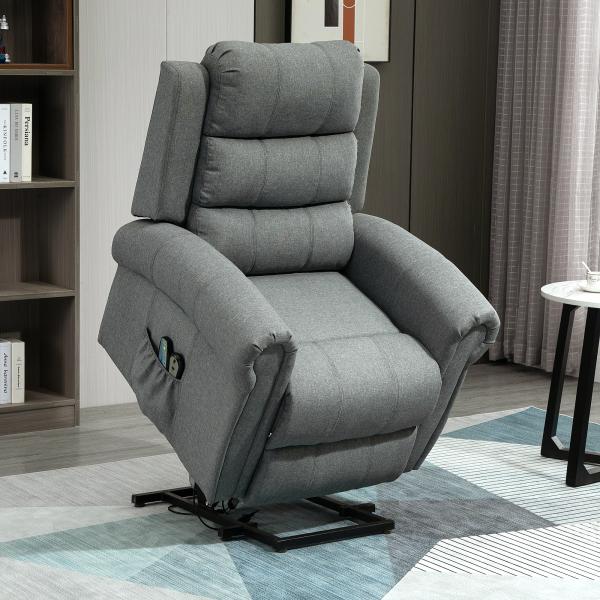 Poltrona Reclinável Elétrica Levanta Pessoas com Massagem Vibratória e Aquecimento 98x96x105 cm Cinza