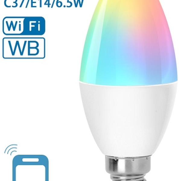 Lampada LED Inteligente Smart Wi - Fi E14 C37 220V 6,5W RGB + Branco 2700~6500K