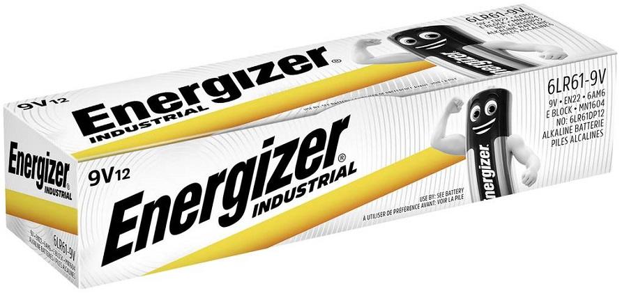 Pack 12x Pilhas Alcalinas Industrial 9V PP3 / 6LR61 - ENERGIZER