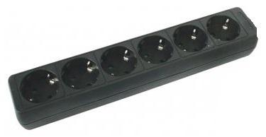 Tomada Sextupla s/ Fio - Preto