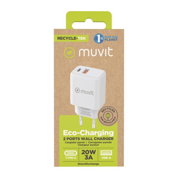 Carregador de Parede Muvit for Change Branco 18 W 20 W