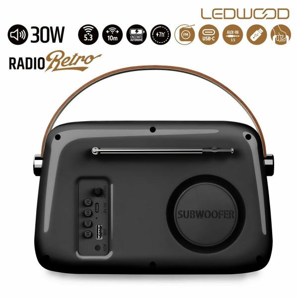 Rádio Transistor Ledwood ALMA BLK Preto 30 W