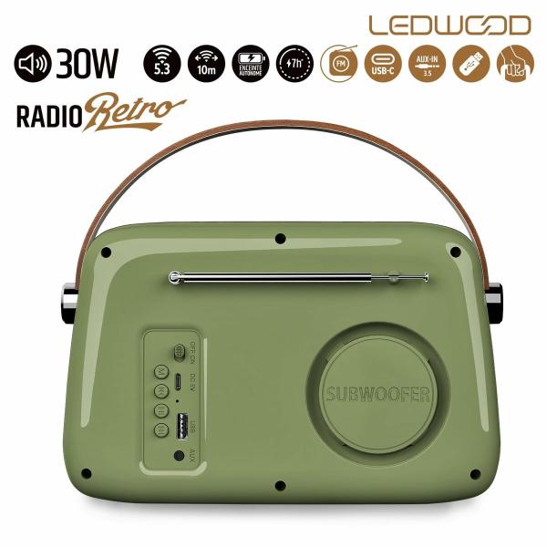 Rádio Transistor Ledwood ALMA GREEN Verde 30 W