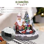 Aldeia de Natal com Luzes LED Trem Giratório e Música Decoração de Natal 20x19,5x20cm Multicor