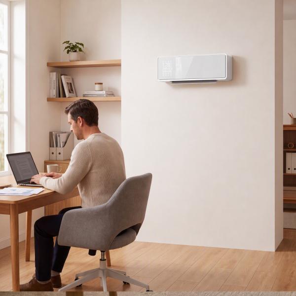 Aquecedor Elétrico Cerâmico de Parede 2000W com 3 Modos Temporizador Detecção de Janelas Abertas 54x18,7x12,3 cm Branco