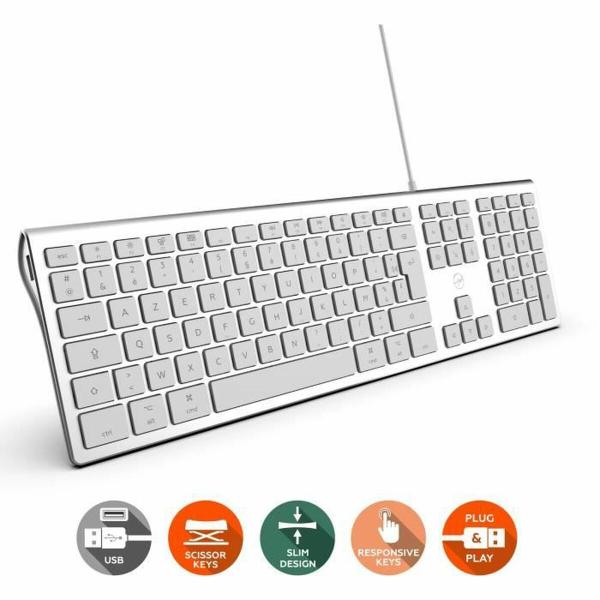 Teclado Mobility Lab Branco Prateado Mac OS AZERTY