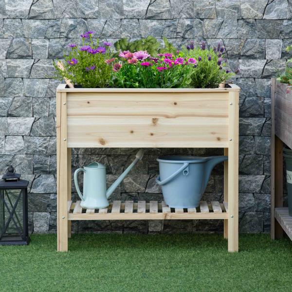 Horta Vertical Elevada com Prateleira Mesa de Cultivo de Madeira com Tecido não Tecido 90x40x81cm Madeira
