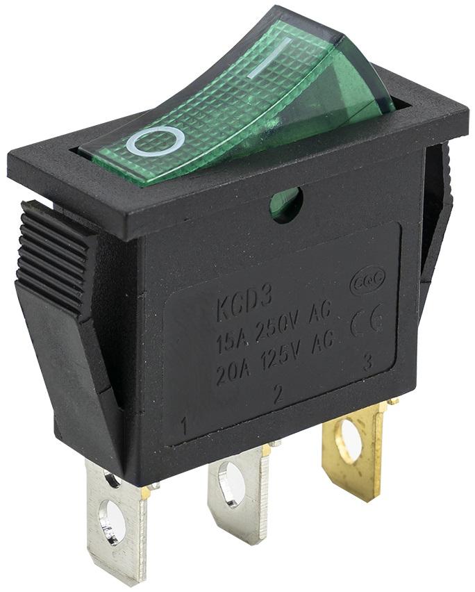 Interruptor Luminoso ON - OFF 250V/20A - Verde