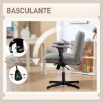 Cadeira de Escritório com Apoios de Braço Rebatíveis Assento Altura Ajustável Função Basculante 76x70x85 - 97 cm Cinzento