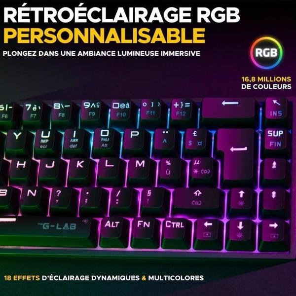Teclado The G-Lab KEYZ TITAN Preto Azerty Francês