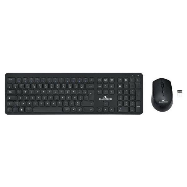 Teclado e Rato Bluestork Easy Slim AZERTY Preto Francês