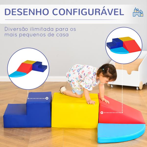 Conjunto de 4 Blocos de Psicomotricidade para Crianças Blocos de Construção Brinquedo de Aprendizagem Multicor