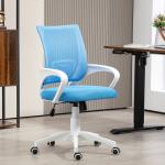 Cadeira de Escritório de Malha Giratória com Altura Ajustável Função Basculante e Apoio para os Braços 57x55x89 - 109 cm Azul