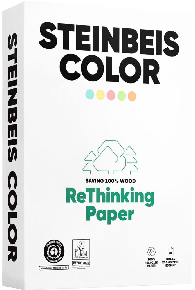 Resma 500x Folhas Papel Fotocopia Reciclado Rosa Din A4 (80 Gr) - STEINBEIS