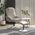 Poltrona Relax Reclinável até 145° com Banco de Apoio para os Pés Poltrona Giratória 360° Estofada em PU e Estrutura de Aço 78x67x98cm Cinza