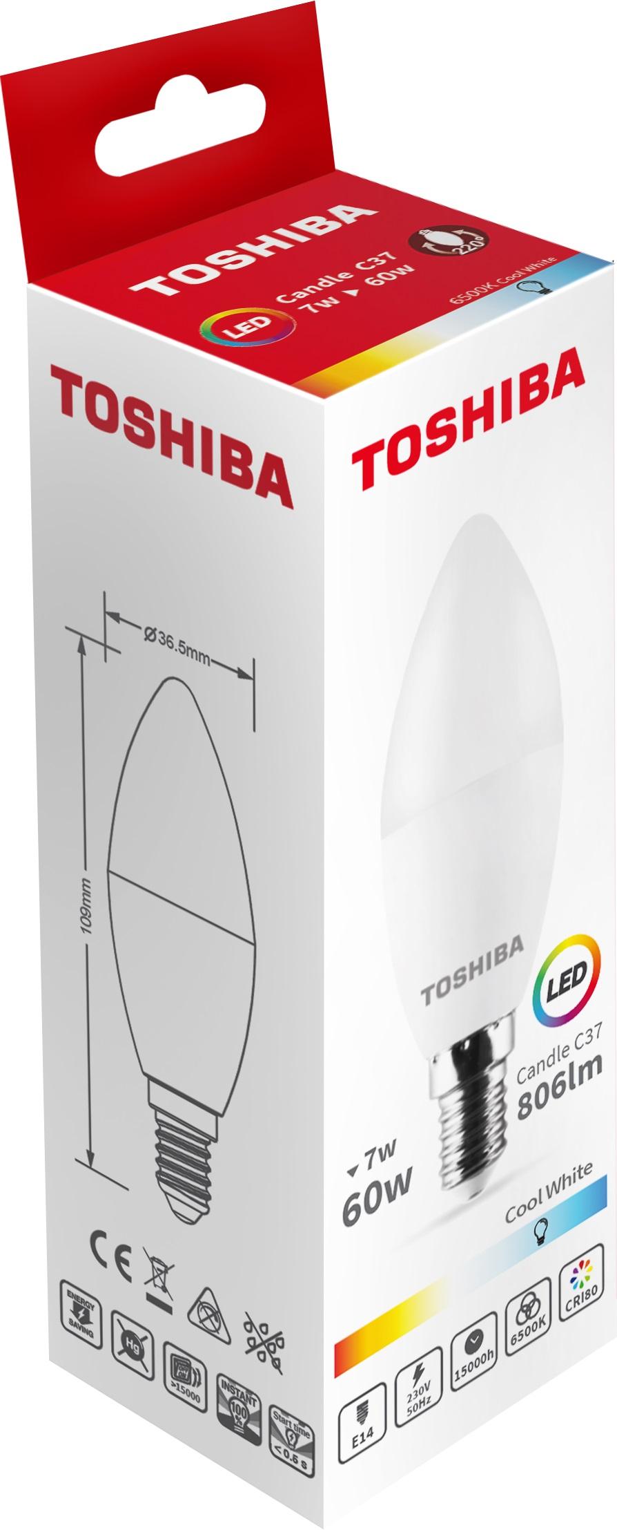 Lâmpada LED E14 C37 7W 6500K 806Lm - TOSHIBA