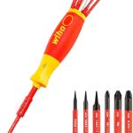 Chave de Fendas Simples c/ 6 Bits (Vermelho/Amarelo) - WIHA