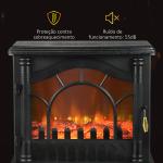 Lareira Elétrica 1000W/2000W com Temperatura Ajustável e Brilho Ajustável para Ambientes 15 - 30 m² 55x31x58 cm Preto