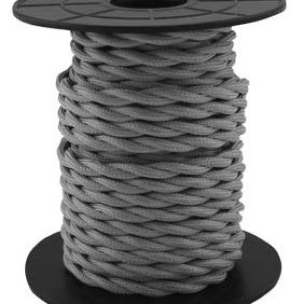 Bobine Cabo Eléctrico Têxtil Trançado 2x 0,75mm Cinza Escuro (10 mts) - GSC