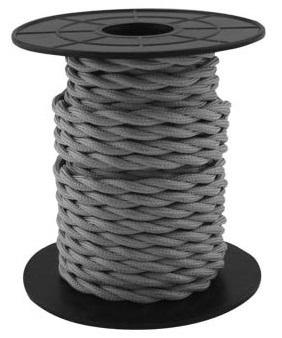 Bobine Cabo Eléctrico Têxtil Trançado 2x 0,75mm Cinza Escuro (10 mts) - GSC