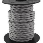 Bobine Cabo Eléctrico Têxtil Trançado 2x 0,75mm Cinza Claro (10 mts) - GSC