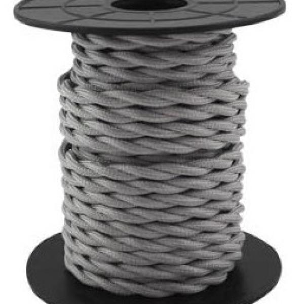 Bobine Cabo Eléctrico Têxtil Trançado 2x 0,75mm Cinza Claro (10 mts) - GSC