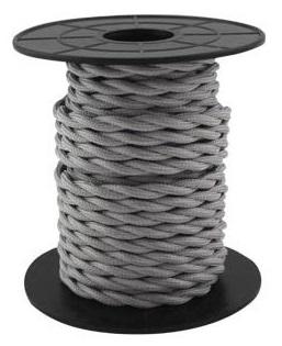 Bobine Cabo Eléctrico Têxtil Trançado 2x 0,75mm Cinza Claro (10 mts) - GSC