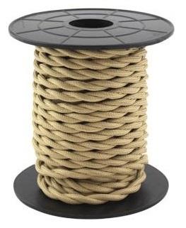 Bobine Cabo Eléctrico Têxtil Trançado 2x 0,75mm Castanho Claro (10 mts) - GSC