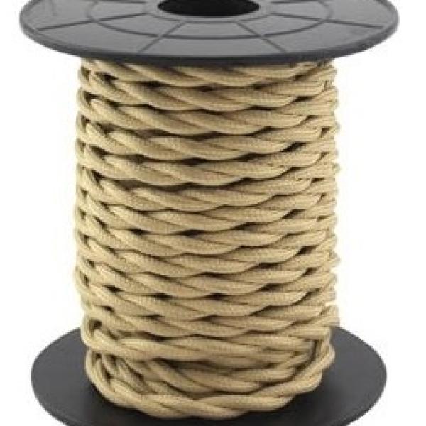 Bobine Cabo Eléctrico Têxtil Trançado 2x 0,75mm Castanho Claro (10 mts) - GSC