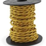 Bobine Cabo Eléctrico Têxtil Trançado 2x 0,75mm Dourado (10 mts) - GSC