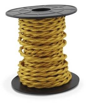 Bobine Cabo Eléctrico Têxtil Trançado 2x 0,75mm Dourado (10 mts) - GSC