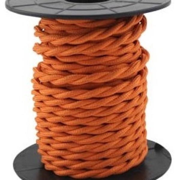 Bobine Cabo Eléctrico Têxtil Trançado 2x 0,75mm Laranja (10 mts) - GSC