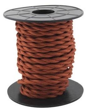 Bobine Cabo Eléctrico Têxtil Trançado 2x 0,75mm Bordô (10 mts) - GSC