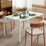 Mesa de Refeição de Vidro Mesa Retangular para 6 Pessoas com Pés de Metal 140x80x75 cm Branco