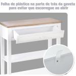 Mesa Consola Multifuncional Mesa Auxiliar para Sala de Estar Corredor Sala de Jantar com 2 Prateleiras 1 Gaveta Removível Puxador Estilo Retro Pinho 75,6x27,5x80,5 cm Madeira Natural e Branco
