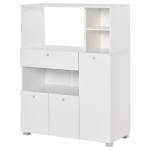 Aparador Auxiliar para Microondas Buffet de Cozinha com 2 Armários com Portas 1 Gaveta e Prateleiras de Armazenamento 90x40x120cm Branco