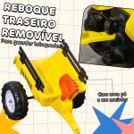 Trator a Pedais para Crianças acima de 3 Anos Trator com Reboque de Pedais para Crianças com Acessórios 133x42x51 cm Amarelo e Preto