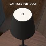 Candeeiro de Mesa com Luzes LED Candeeiro de Mesa Sem Fios Recarregável por USB - C 3 Cores Ø11,2x36,5 cm Preto
