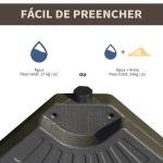 Base para Chapéu de Sol em 4 Partes Recarregável com Areia ou Água Desmontável para Jardim Pátio Ar Livre 100x100x10,5cm Marrom