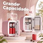 Frigorífico Pequeno de Cosméticos 4L 9V/240V para Arrefecer e Aquecer Mini Frigorífico para Beleza 20,3x26,3x28 cm Rosa
