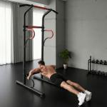 Barra de Elevações com Altura Ajustável Estação de Flexões Máquina de Elevações Multifuncional para Treino de Força 98x84x171 - 219 cm Preto