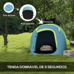 Tenda de Campismo para 1 - 2 Pessoas Impermeável de 2000 mm com Bolsa de Transporte para Pesca 245x148x105 cm Azul