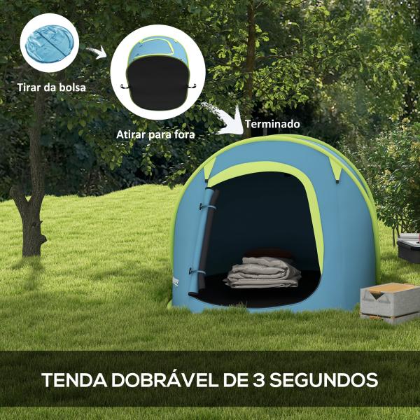 Tenda de Campismo para 1 - 2 Pessoas Impermeável de 2000 mm com Bolsa de Transporte para Pesca 245x148x105 cm Azul