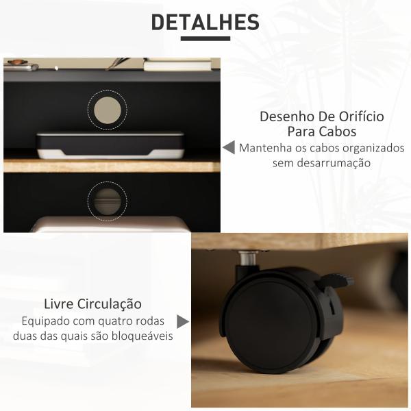 Móvel de TV com Rodas para Televisores até 42 Polegadas com 1 Porta 2 Compartimentos Abertos Prateleira 80x45x41 cm Preto
