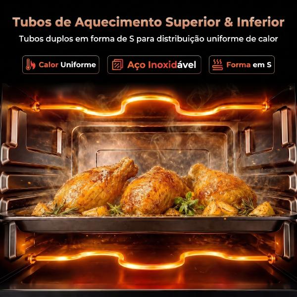 Mini Forno Elétrico 9L com Temperatura Ajustável até 230°C Temporizador 60 min e Bandeja para Assar 35x24,6x20 cm Creme